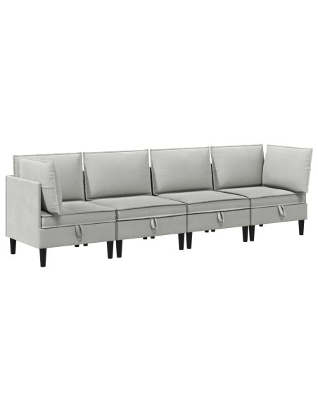 Set di mobili per il soggiorno 4 pcs Grigio chiaro Tessuto