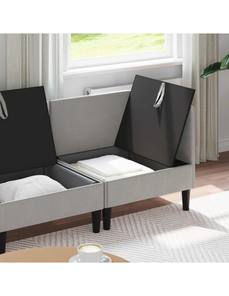 Set di mobili per il soggiorno 4 pcs Grigio chiaro Tessuto
