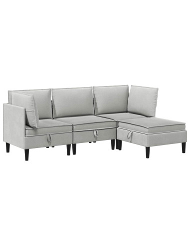 Set di mobili per il soggiorno 4 pcs Grigio chiaro Tessuto