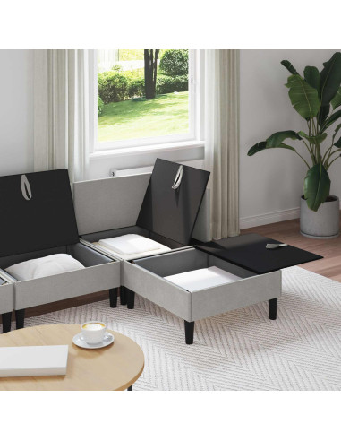 Set di mobili per il soggiorno 4 pcs Grigio chiaro Tessuto