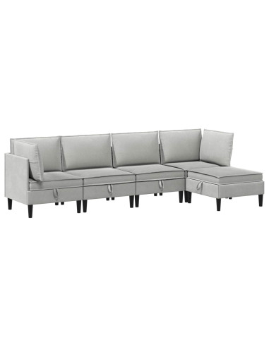Set di mobili per il soggiorno 5 pcs Grigio chiaro Tessuto