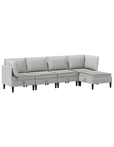 Set di mobili per il soggiorno 5 pcs Grigio chiaro Tessuto