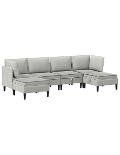 Set di mobili per il soggiorno 6 pcs Grigio chiaro Tessuto 2