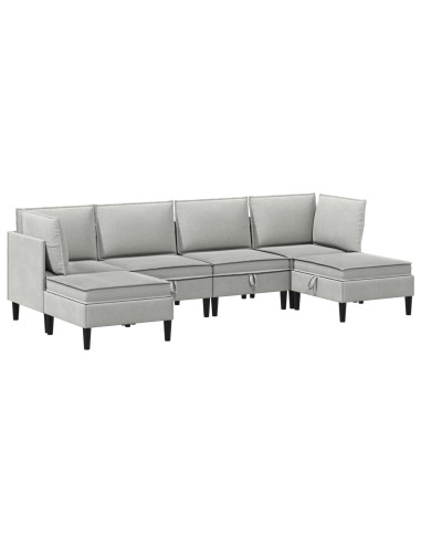 Set di mobili per il soggiorno 6 pcs Grigio chiaro Tessuto