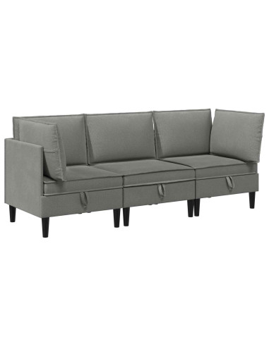 Set di mobili per il soggiorno 3 pcs Grigio scuro Tessuto