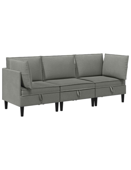 Set di mobili per il soggiorno 3 pcs Grigio scuro Tessuto