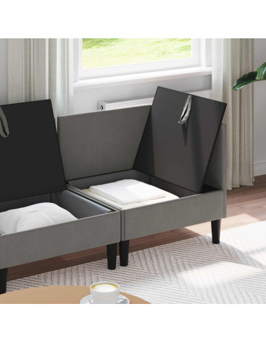 Set di mobili per il soggiorno 3 pcs Grigio scuro Tessuto