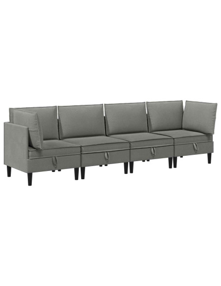 Set di mobili per il soggiorno 4 pcs Grigio scuro Tessuto