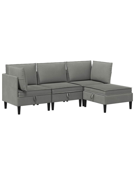 Set di mobili per il soggiorno 4 pcs Grigio scuro Tessuto