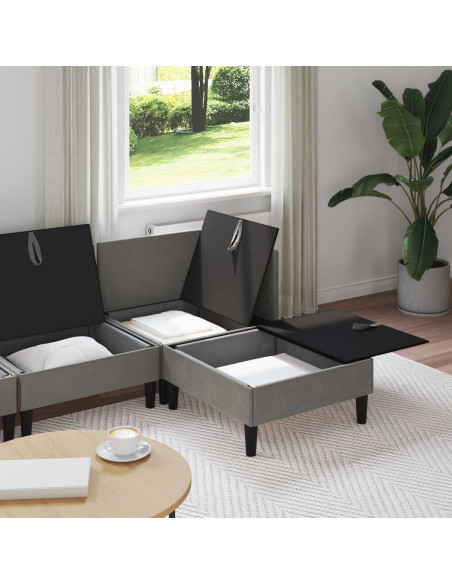 Set di mobili per il soggiorno 4 pcs Grigio scuro Tessuto