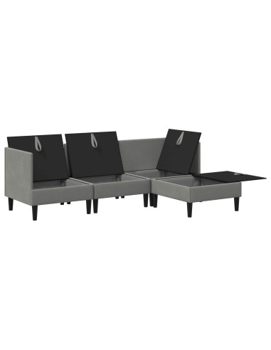 Set di mobili per il soggiorno 4 pcs Grigio scuro Tessuto