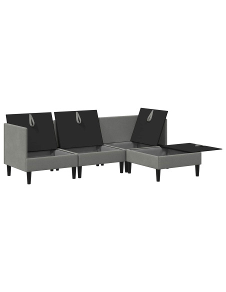 Set di mobili per il soggiorno 4 pcs Grigio scuro Tessuto