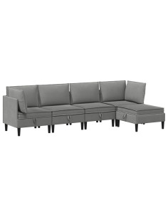 Set di mobili per il soggiorno 5 pcs Grigio scuro Tessuto 2