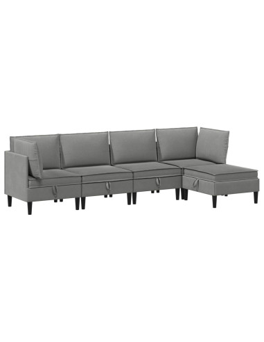 Set di mobili per il soggiorno 5 pcs Grigio scuro Tessuto