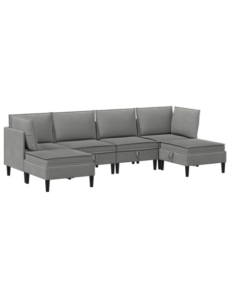 Set di mobili per il soggiorno 6 pcs Grigio scuro Tessuto