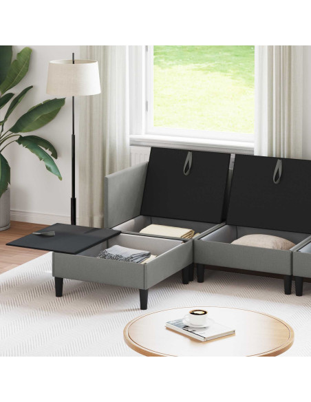 Set di mobili per il soggiorno 6 pcs Grigio scuro Tessuto