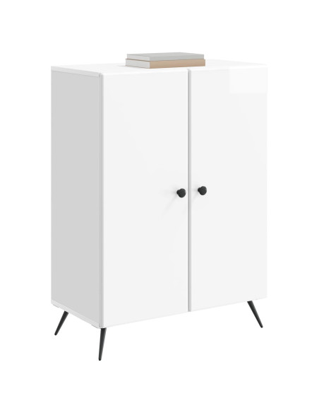 Credenza Bianco Lucido 66 x 34,5 x 90 cm Legno ingegnerizzato