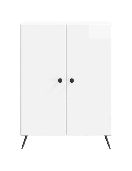 Credenza Bianco Lucido 66 x 34,5 x 90 cm Legno ingegnerizzato