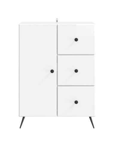 Credenza Bianco Lucido 66 x 34,5 x 90 cm Legno ingegnerizzato