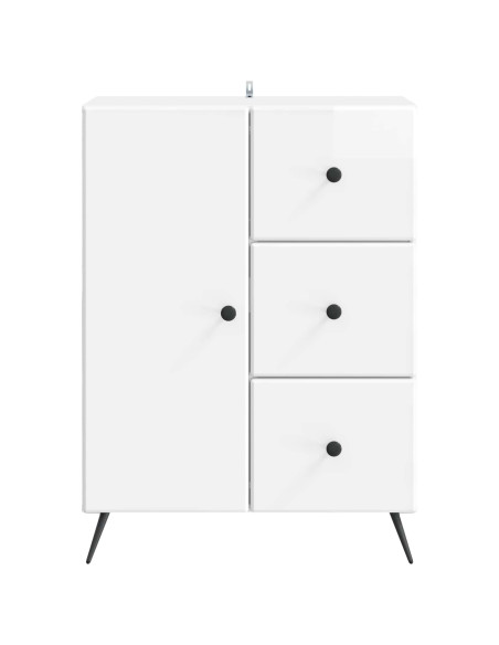 Credenza Bianco Lucido 66 x 34,5 x 90 cm Legno ingegnerizzato