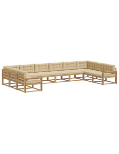 Set di divani da esterno con cuscino 10 pcs Bianco e Beige 2