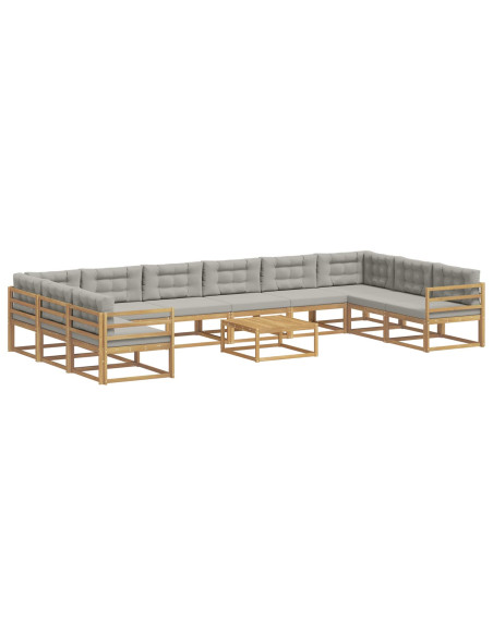 Set di divani da esterno 11 pcs Bianco e Grigio Chiaro
