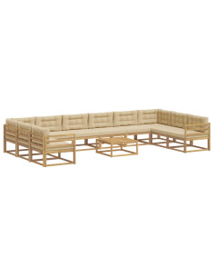 Set di divani da esterno con cuscino 11 pcs Bianco e Beige 2