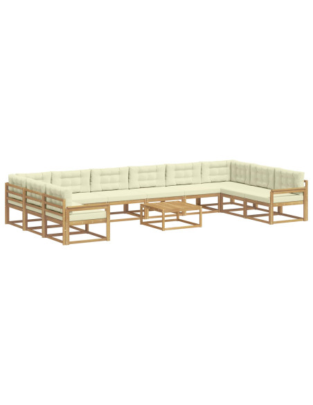 Set di divani da esterno con cuscino 11 pcs Bianco e Crema