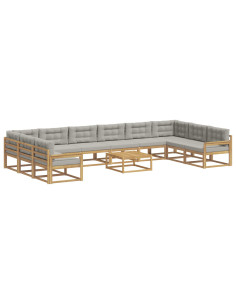 Set di divani da esterno 11 pcs Bianco e Grigio Chiaro 2