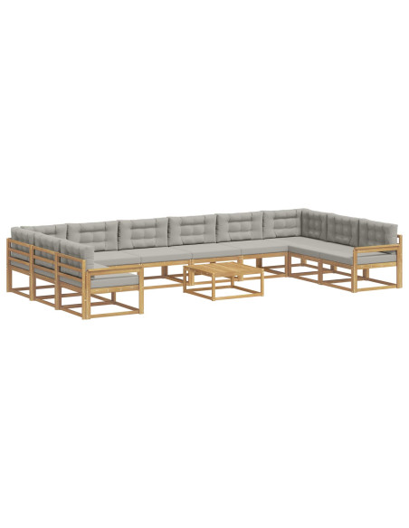 Set di divani da esterno 11 pcs Bianco e Grigio Chiaro