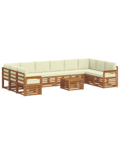 Set divani 11 pcs Naturale e Crema Legno di Acacia Massello 2