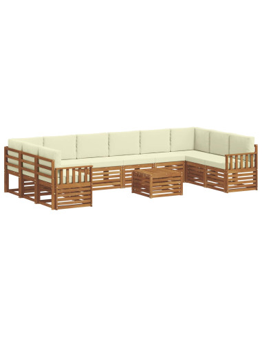 Set divani 11 pcs Naturale e Crema Legno di Acacia Massello