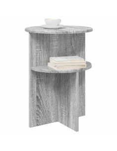 Tavolo laterale con archiviazione Grigio Sonoma Ø 39,5 x 55 cm 2