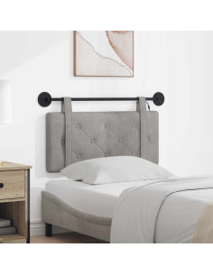 Testiera sospesa Con luce LED Grigio Chiaro Velluto