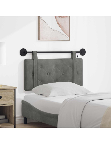 Testiera sospesa Con luce LED Grigio Scuro Velluto