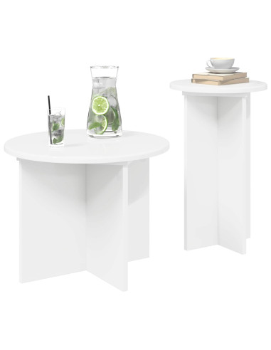 Set tavolini 2 pcs Bianco Legno ingegnerizzato