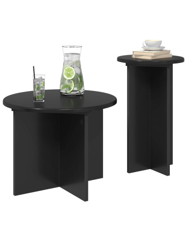 Set tavolini 2 pcs Rovere Nero Legno ingegnerizzato