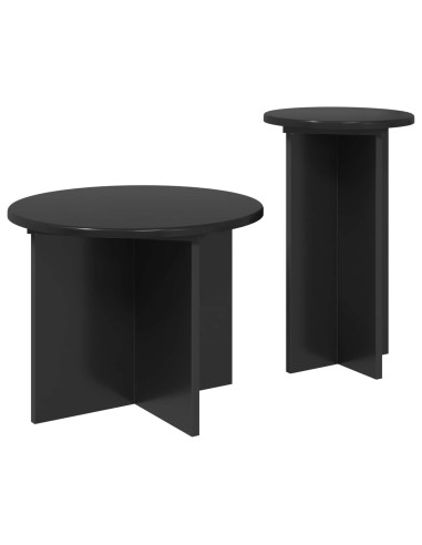 Set tavolini 2 pcs Rovere Nero Legno ingegnerizzato