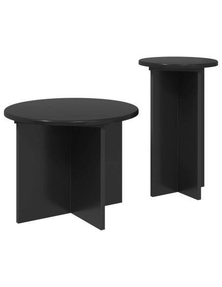 Set tavolini 2 pcs Rovere Nero Legno ingegnerizzato