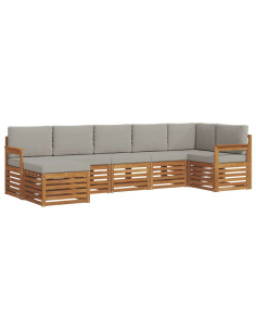 Set divani con cuscino 7 pcs Grigio Naturale e Chiaro 2