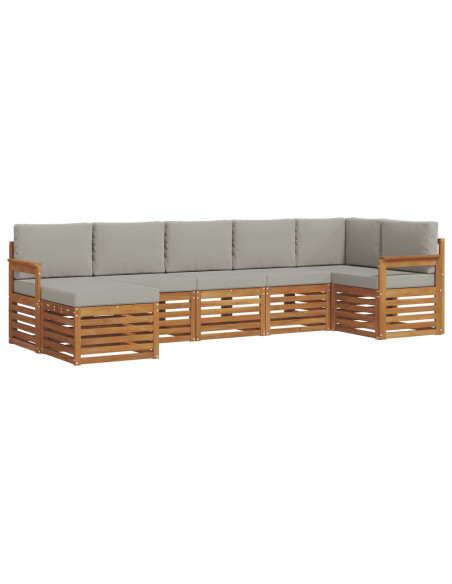 Set divani con cuscino 7 pcs Grigio Naturale e Chiaro