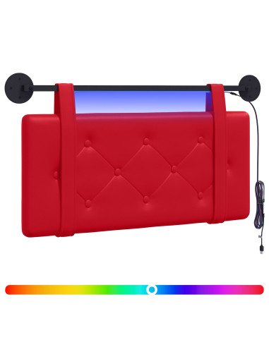Testiera sospesa Con luce LED Rosso Similpelle