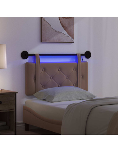 Testiera sospesa Con luce LED Cappuccino Similpelle