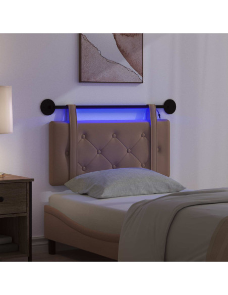Testiera sospesa Con luce LED Cappuccino Similpelle