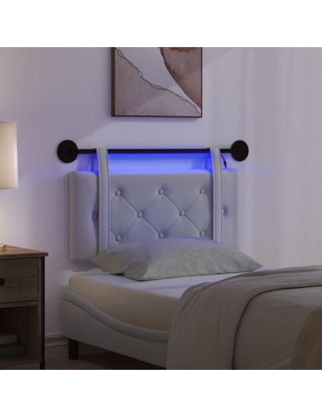 Testiera sospesa Con luce LED Bianco Similpelle