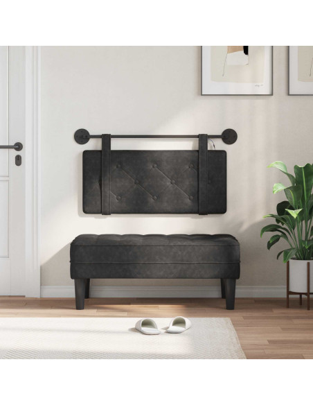 Testiera sospesa Con luce LED Nero PU Antico
