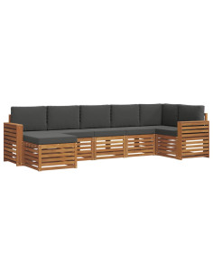 Set divani 7 pcs Naturale e Antracite Legno di Acacia Massello 2