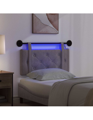 Testiera sospesa Con luce LED Grigio PU Antico