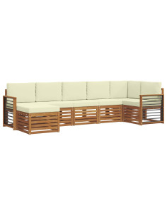 Set divani 7 pcs Naturale e Crema Legno di Acacia Massello 2