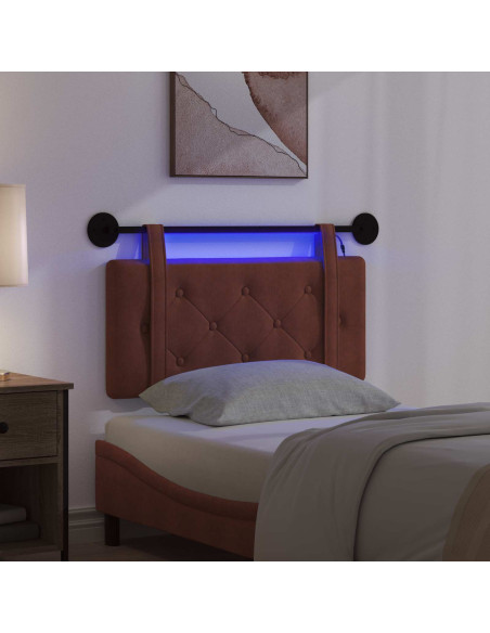 Testiera sospesa Con luce LED Marrone Lucido PU Antico